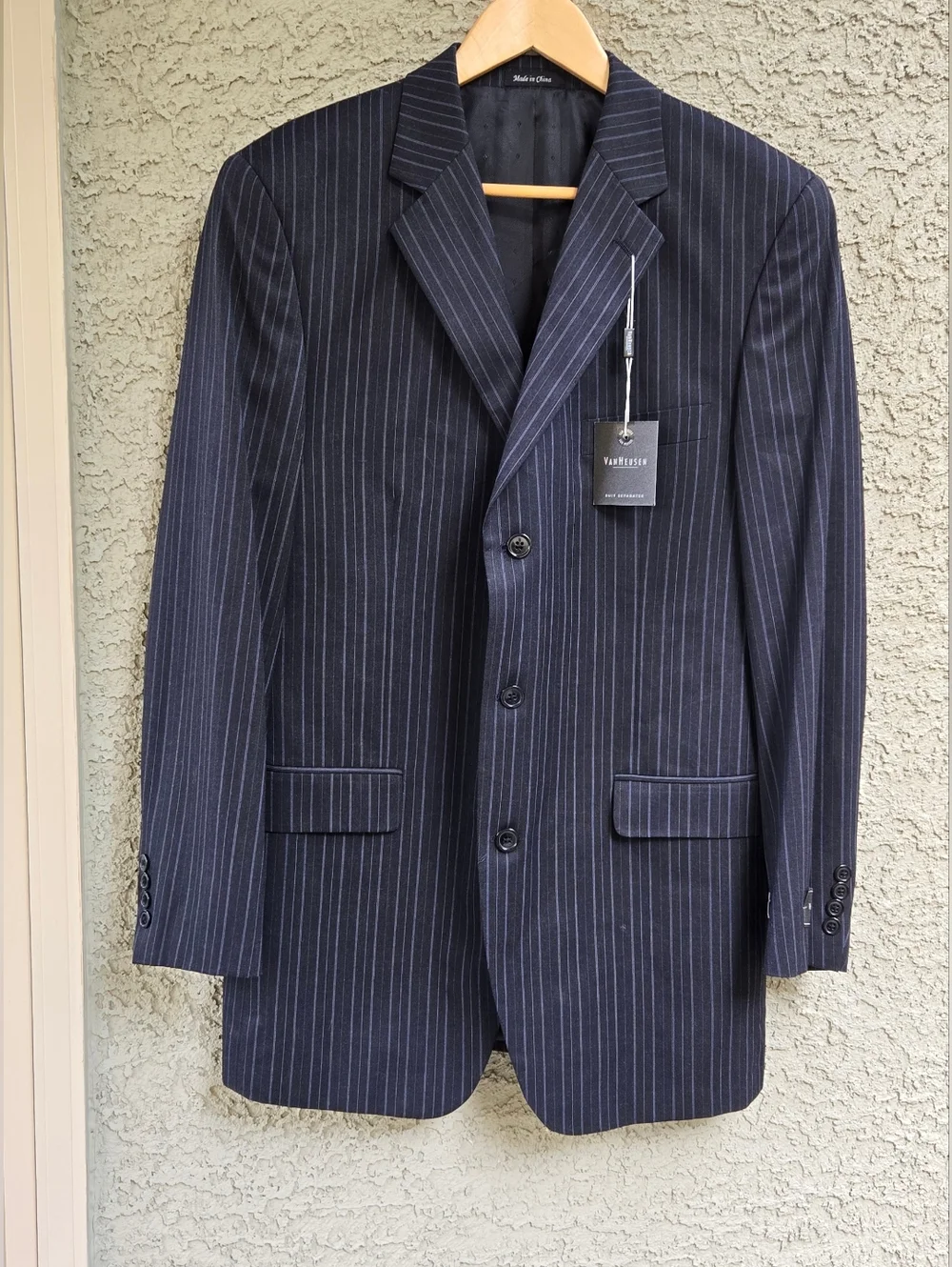 Van Heusen Men's Navy Pinstripe Blazer - Classic Tailored Suit Jacket
